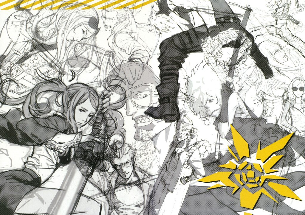 This is a collage of various artwork and concept art, but... I don't think I've ever seen that Shinobu anywhere?  @earthrealmer, do you recognize it?  #NoMoreHeroes