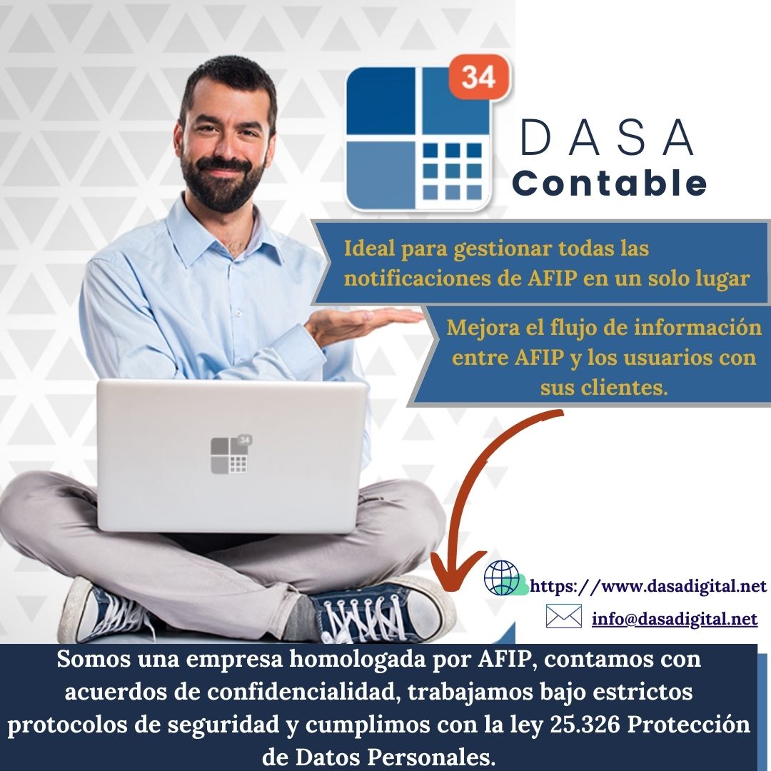 ContableDasa's tweet image. CONOCÉ LOS BENEFICIOS DE DASA CONTABLE Y LAS VENTAJAS QUE PODES OBTENER.
ES SIN COSTO PARA QUE PUEDAS PROBARLA.
DESCARGALA, REGISTRATE Y DELEGÁ. LISTO...
RECIBIRÁS EN TU CELULAR O PC TODAS LAS NOTIFICACIONES DE AFIP QUE PERCIBAN TUS CLIENTES,
DASADIGITAL.NET