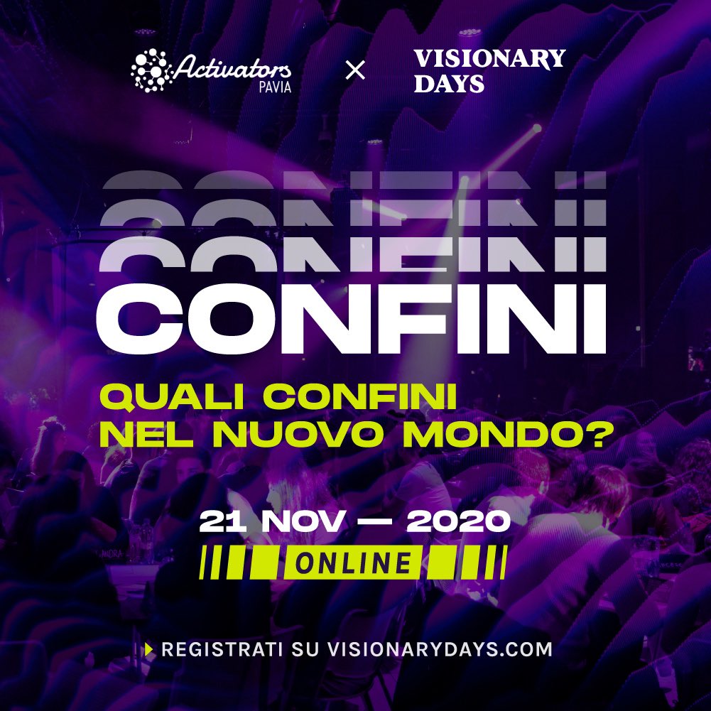 Il 21 Novembre è Visionary Days.
Posti limitati. Iscrizioni aperte fino all'8 Novembre.

A seguito dell’ultimo DPCM è stato attivato il piano B e l’evento si terrà in forma digitale.

Noi ci saremo. 

Link nella bio di <a href="/VisionaryDays/">Visionary</a>.

#VisionaryDays #RoadToVD2020
