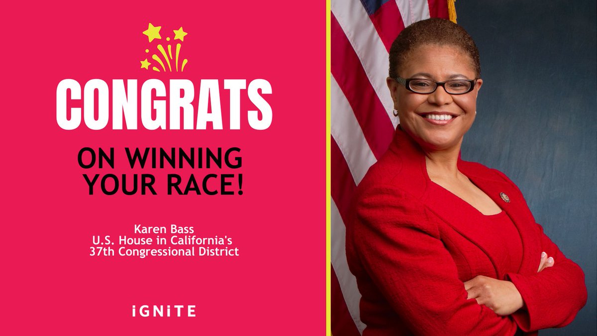 IGNITE_National's tweet image. Congrats to Karen Bass @KarenBassTweets  for her reelection to U.S. House in California's 37th Congressional District. #Election2020  #CAelection