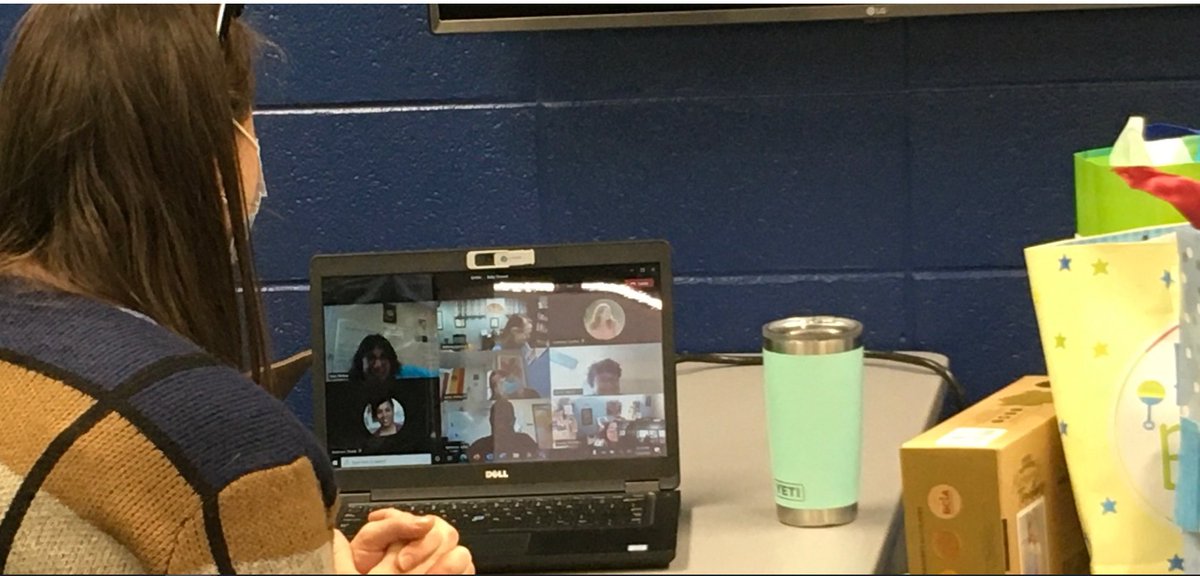 brownatwbms's tweet photo. Some traditions continue in Covid time.... Connections surprise baby shower social distance style (on Teams) with celebratory cupcakes delivered this morning.. #WebbWay @WBMSprincipal @wbms_pta https://t.co/w5tIJstygL