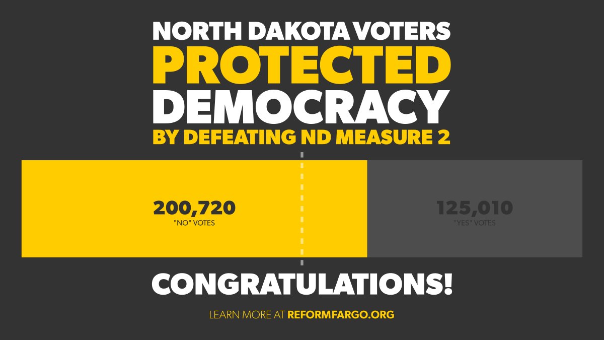 Direct democracy wins again! Thank you for voting #NoOnND2 and protecting our constitution.
