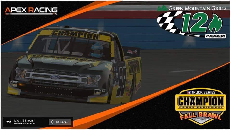 Nlgardiner1's tweet photo. Itโs Race No. 3 of the #championfallbrawl at virtual Chicagoland Speedway tonight!
Racing the #88 @MenardsRacing
F-150!!
Special thanks to @ChampionPowerEQ for putting this together and the support from Menards being on the truck!
Watch live here ๐๐ผ https://t.co/Na3jAAIaeJ https://t.co/VR48r7RVIV