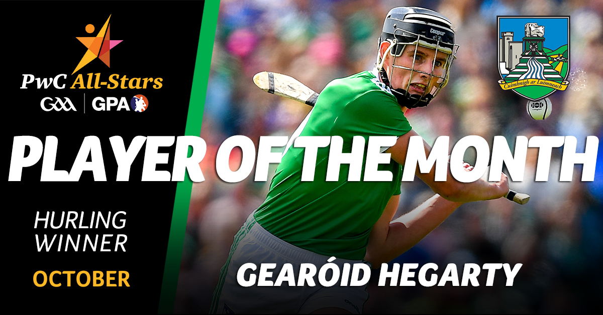 Gearóid Hegarty <a href="/LimerickCLG/">Limerick GAA</a> has been voted the <a href="/PwCIreland/">PwC Ireland</a> GAA/<a href="/gaelicplayers/">GPA</a> Hurling Player of the Month for October!⭐

Comhghairdeas leat! #PwCAllStars
