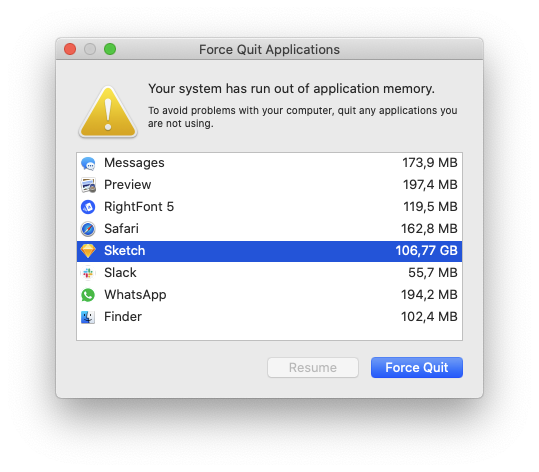 volkoren's tweet photo. @SketchHelp This seems to happen since version 69.1 (107496). Performance in general feels very laggy and Sketch stops responding every 30 minutes or so. Luckily I did not suffer data loss yet. https://t.co/U3PjDL4bNA