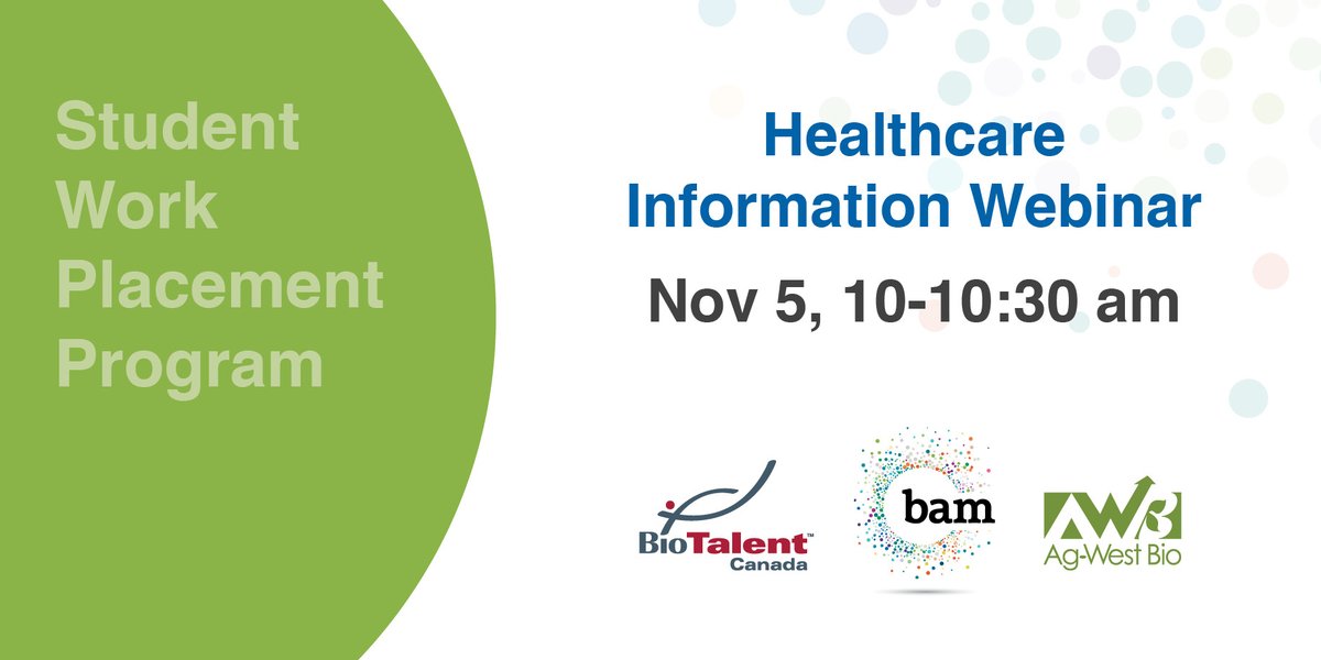BioscienceMB's tweet photo. We've only got a few spots left in our Student Work Placement Program info webinar for the healthcare industry! Join us and @BioTalentCanada on November 5 from 10-10:30 am!
Register NOW: https://t.co/eQE7KDOOCK
#bioscienceMB #healthcare #BAM https://t.co/kcylcot4Gq