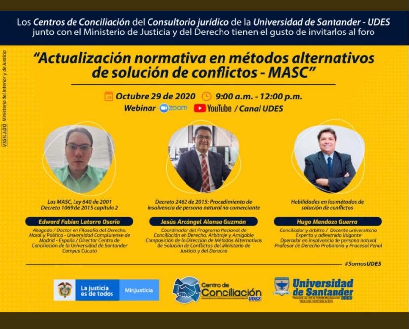 UDES_Concilia's tweet photo. Mañana!! Foro de Actualización normativa de Métodos Alternativos de Solución de Conflictos ⚖️
#UDES_MASC #CentroDeConciliaciónUDES 
👇👇🗣
Instagram: @UDES_concilia
Twitter: @UDES_concilia
Facebook: Fans page Centro de conciliación UDES campus Valledupar https://t.co/tKsDFTdqqk https://t.co/fCgaxe34g7