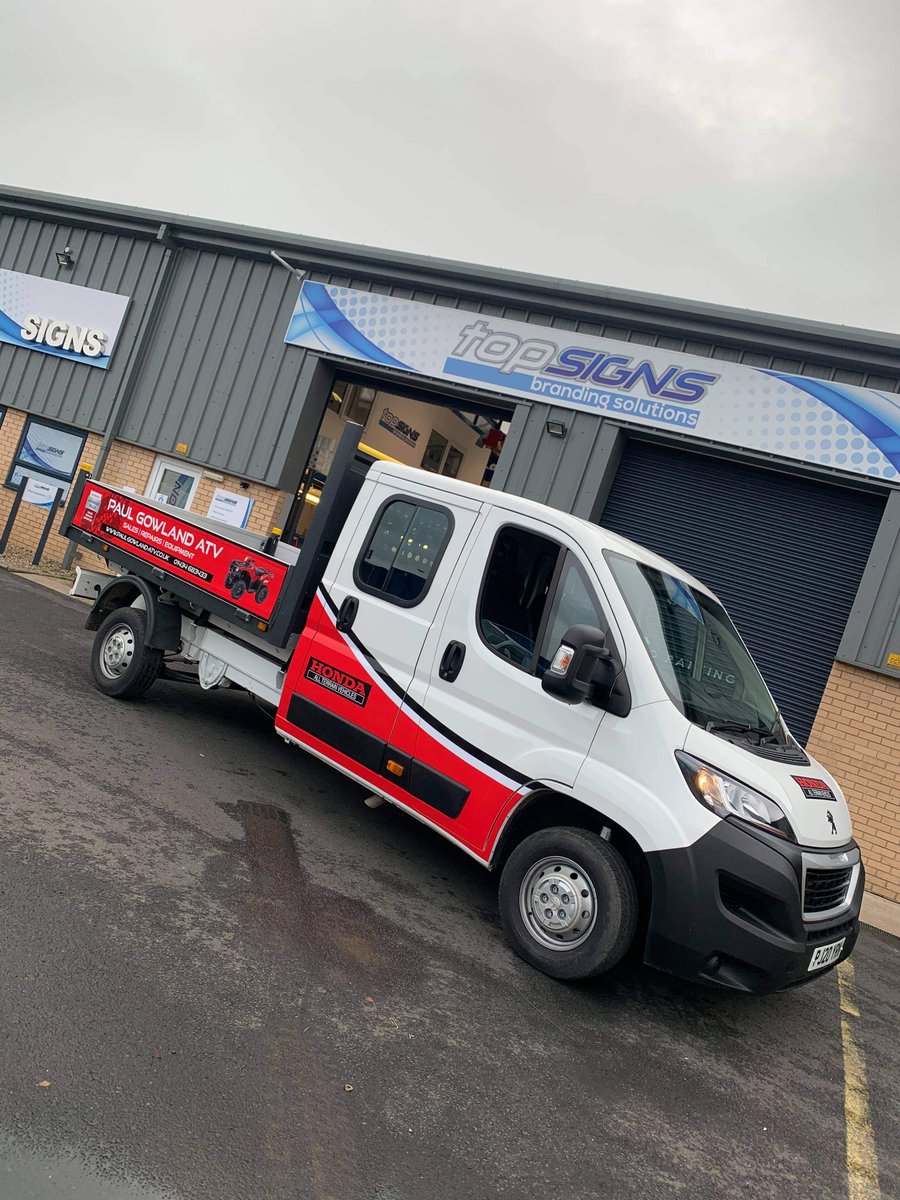 Adding some #vehiclebranding to this Cab and Trailer for Paul Gowland ATV. #vehiclegraphics #atv #vehiclelivery #hexham #signmaker
