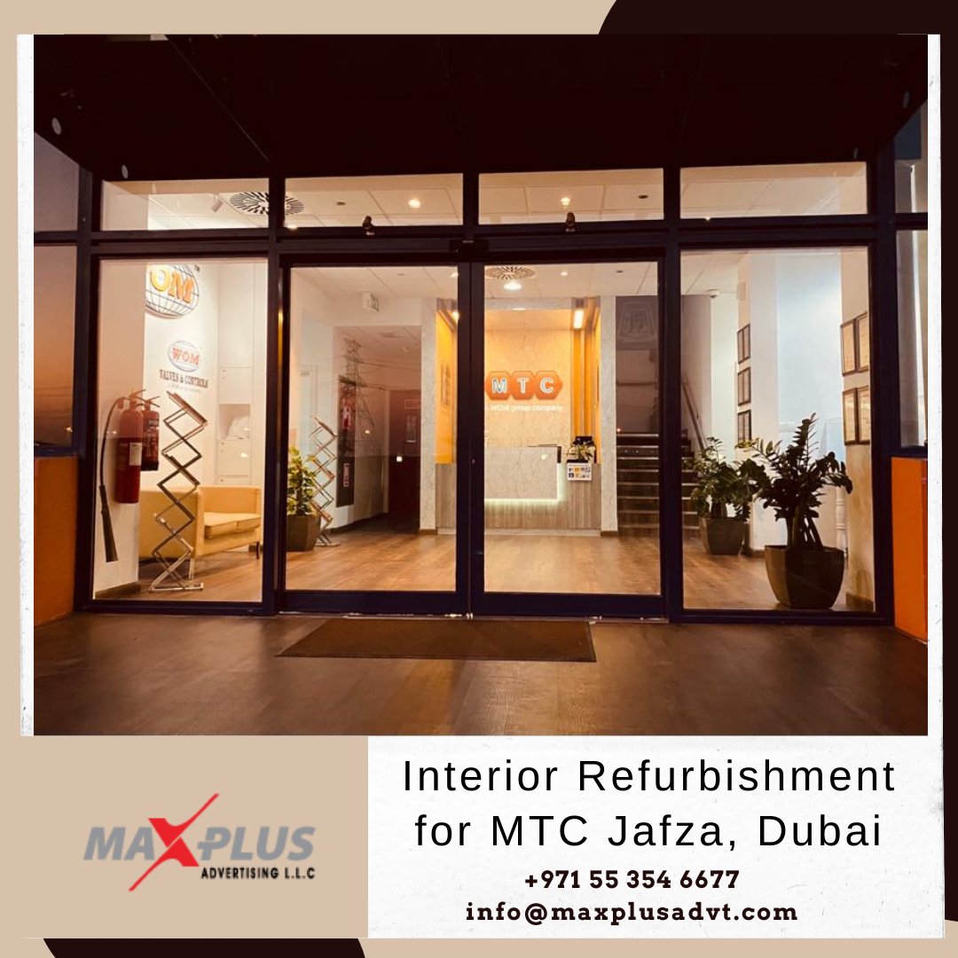 MaxplusA's tweet photo. Interior Refurbishment for MTC Jafza, Dubai

+971 55 354 6677Info@maxplusadvt.com
https://t.co/VhZB8BF8Pq

#MaxPlus #events  #reception #SafeGuard #kiosk #osnkiosk #kiosk #dubaimalls #Restaurants #COVID19 #Interiorrefurbishment #MTC  #jafza #Interior #refurbishment https://t.co/OPgqWMvphQ
