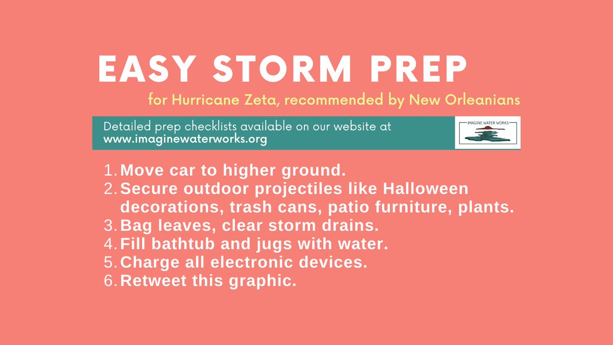 (1/8)  #HurricaneZeta UPDATE: Please prep this morning, take shelter by 2pm.As of 7am  #Zeta is expected to make landfall this afternoon, potentially as a Category 2. It's moving quickly, with  #NewOrleans directly in its path. Prep for rain, heavy wind gusts, and power outages.