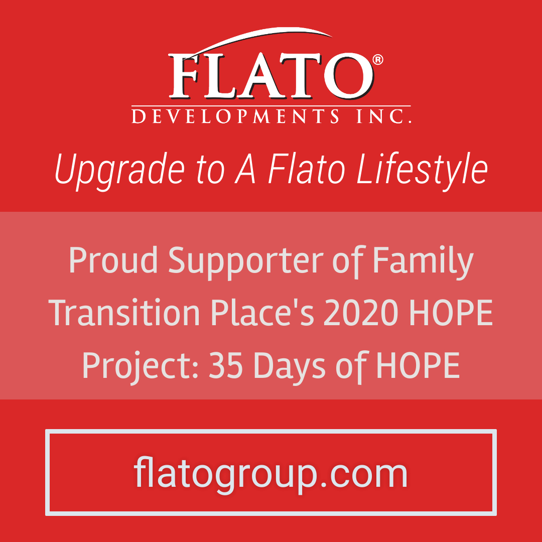 ftplace's tweet photo. On the 2nd last day of our 35 Days of HOPE event, we would like to recognize one of our generous Presenting Sponsors, @FlatoDev. Please remember to tune in later today for our 34th story of HOPE. To support the event: https://t.co/pSDdUtgjbT

#2020HOPEProjectEvent #35DaysofHOPE https://t.co/DKNPgrcV1E