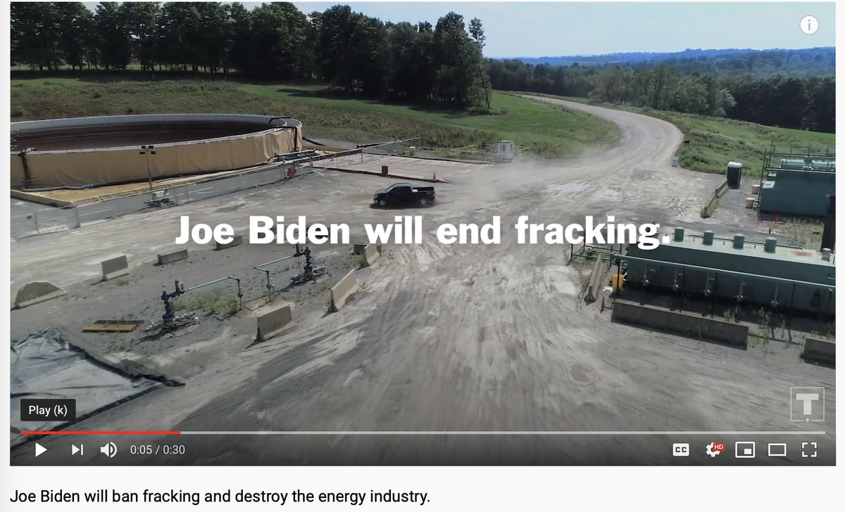 Just saw this ad on Pgh tv for 1st time & think Trump campaign has really misread the politics of fracking here. "Pennsylvania is a fossil fuel state!" + this image are if anything likely to remind suburban & rural SWPA'nians of the enviro cost that *worries* them about fracking