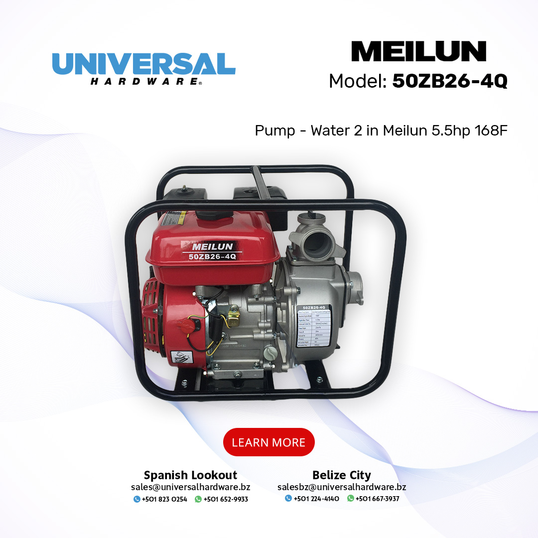 Universal_LtdBz's tweet photo. 2''Meilun water pump gets water where you need it, #effortlessly &amp; #efficiently

3 months warranty on parts and services @Universal_LtdBz 

Pump List Price: $484.00 

Belize City: 224-4140
Whatsapp: 667-3937
Spanish Lookout: 823-0254
Whatsapp: 652-9933

#UniversalHardware #Meilun https://t.co/vIoarzLOmQ