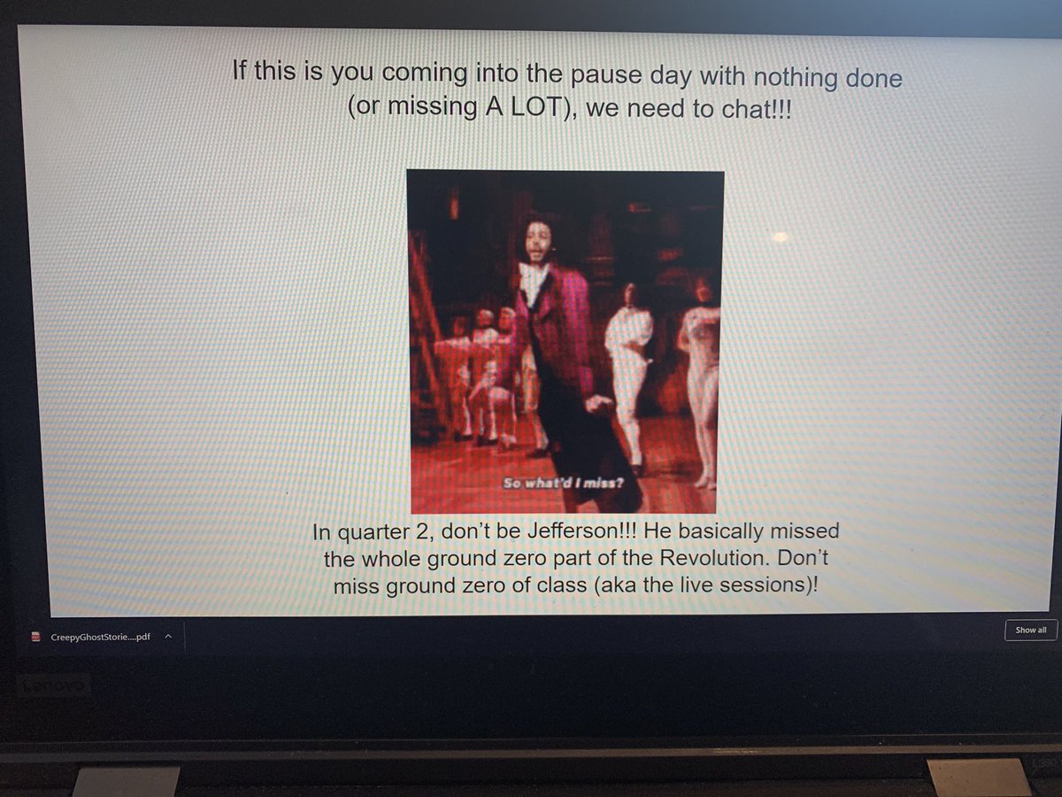 The slide I will be sharing for those students who need to catch up on work. I teach world history (up to 1500, so no revolution of America), but I found a way to sneak in Hamilton 🤣🤣<a href="/HamiltonMusical/">Hamilton</a> <a href="/Lin_Manuel/">Lin-Manuel Miranda</a>