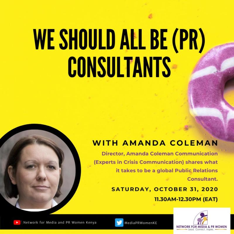 NyangePatience's tweet photo. Hey,
Are you in PR &amp; Communications? Has the thought of getting into consultancy crossed your mind? But then, fear stopped you. How will I survive without a monthly salary? What if my clients don't pay on time? This Saturday, @MediaPRWomenKE are engaging an expert @amandacomms https://t.co/KieszWXTOR