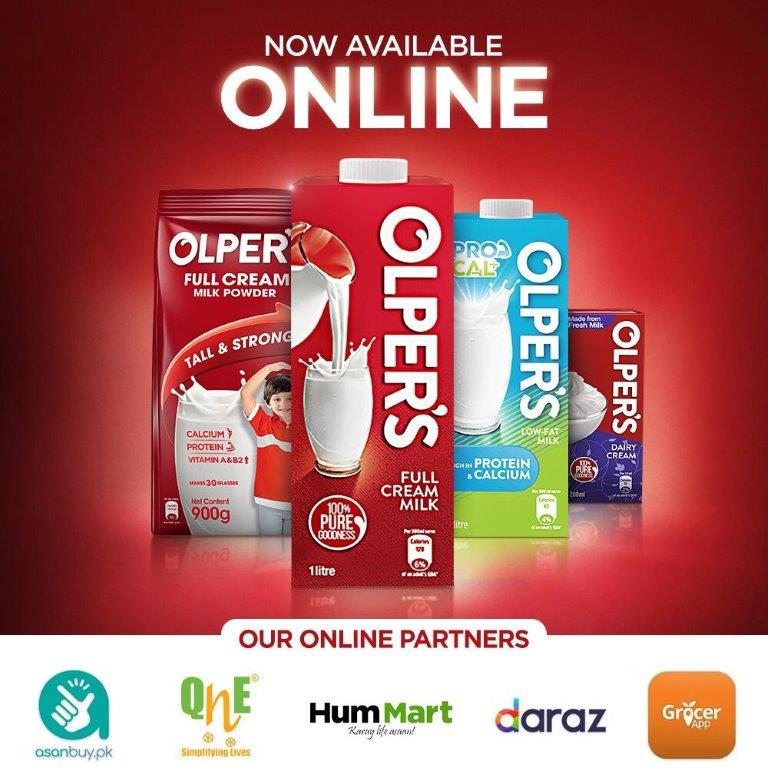 Order safe and healthy Olper's milk through our online partners for doorstep delivery.