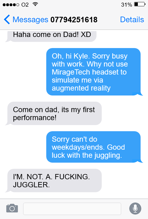 An examination of the victim’s phone uncovered this text conversation. It appears Mr Bernet was NOT in attendance at his son’s performance at the Spa. This may have created tension between the two.