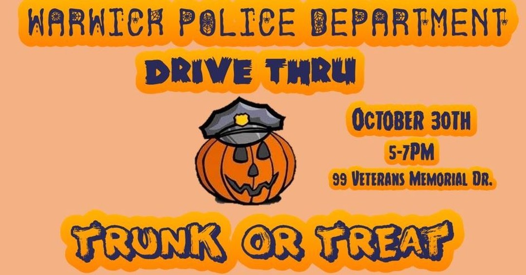 Warwick Police (@warwickripd) on Twitter photo 2 more days until our drive thru trunk or treat! We are looking forward to seeing everyone there, with masks on of course!
<a href="/WarwickFD/">Warwick Fire Dept</a> 2 more days until our drive thru trunk or treat! We are looking forward to seeing everyone there, with masks on of course!
<a href="/WarwickFD/">Warwick Fire Dept</a>