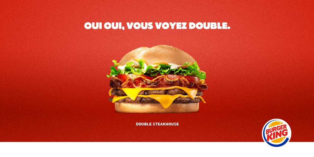 Burger King Belgique Plutot Double Plaisir Grille A La Flamme A Emporter Au Drive En Livraison