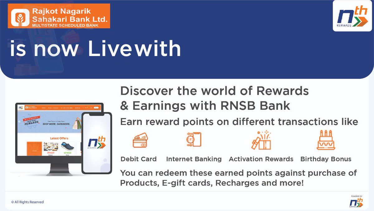 RNSB bank account holders can now step into infinite experiences with nth Rewards! A world full of exclusive rewards and benefits, redeemable through various channels, awaits you! #nthrewards #NPCI #loyalty #rewards #RNSB