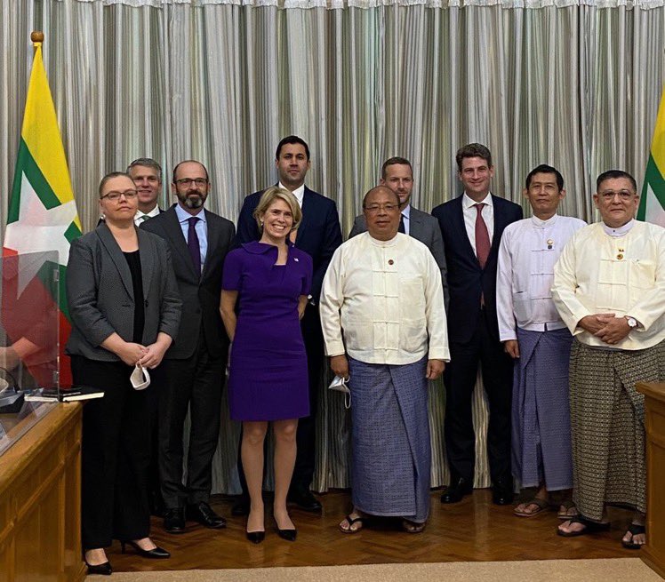 DoeIntlAffairs's tweet photo. In #Burma 🇲🇲 @ENERGY and PDAS @MatthewZais met with Minister for Investment and Foreign Economic Relations Thaung Tan. #Myanmar’s electrification agenda will drive its economic growth and 🇺🇸 can become a critical #naturalgas to #power partner. https://t.co/2PUpHonbiu