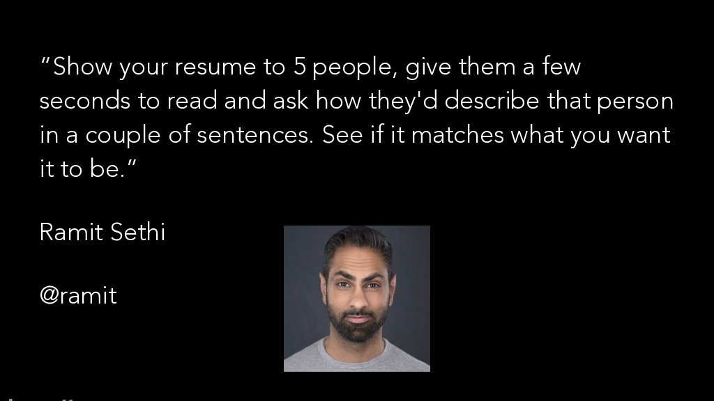 Use the "10-second narrative test" by  @ramit to check if your resume makes sense.