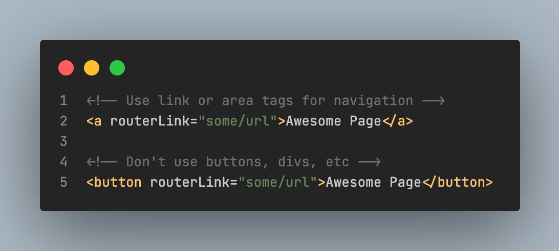 katsuba_igor's tweet image. ‼️ #AngularTip, #HTMLTip and %your_framework_name% tip for the day!
You have to use the correct tags for navigation, regardless of the technology used👇. Don't forget accessibility!🤓😉