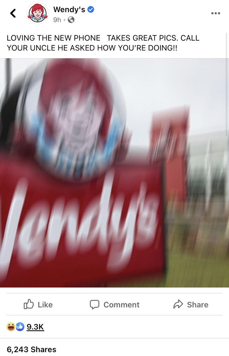 BanterBase's tweet photo. Mad lad who runs Wendy’s Facebook account posts like a boomer. Yes, it’s real. #Banter #LadBanter https://t.co/9k83YoONuK https://t.co/Q0gevuN5bp