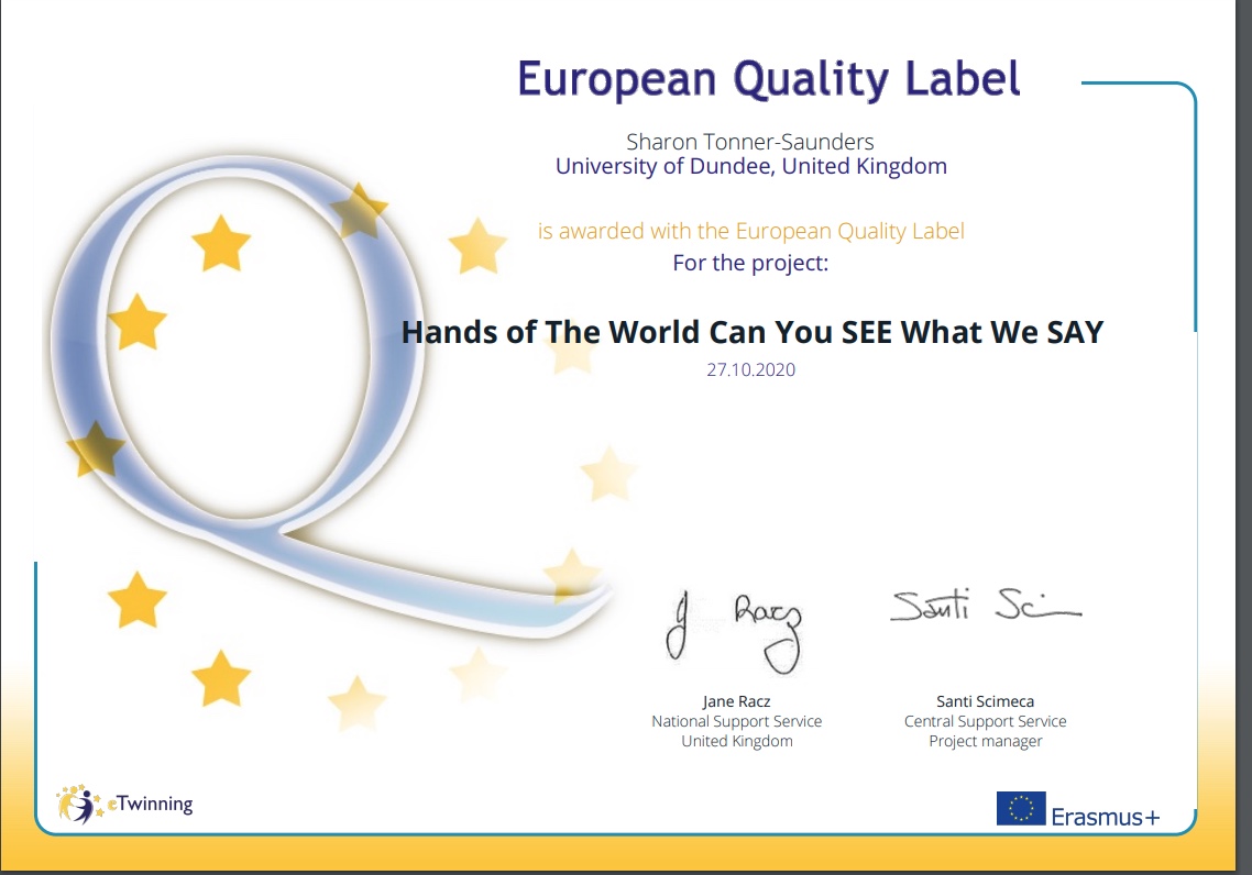 tecnoteach's tweet image. Delighted to share the good news that the @dundeeuni @UoD_ESW HOTW @etwinningUK intercultural project was  awarded a European eTwinning Quality Label. Congratulations to all student teachers, teachers and pupils from around the world who took part to make the project successful.
