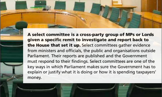 Select Committees are cross party groups of MPs. This is not the government. What they do is make recommendations to government, which the government have to respond to.