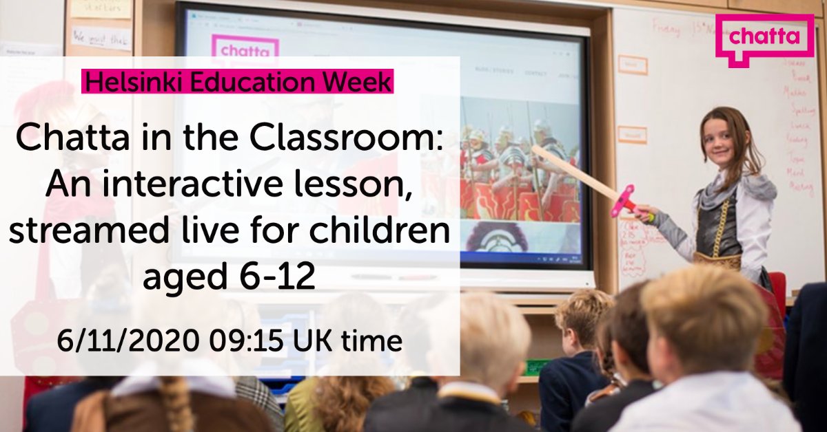 hellochatta's tweet photo. Your class can take part in a live Chatta lesson during Helsinki's Education week!
⭐Interactive Literacy Lesson
⭐For children aged 6 to 12
⭐ 9:15 am (GMT)
⬇️Sign up here
https://t.co/h2uRfJE5C1
#HelEducationWeek #LiveLesson #literacy #oracy https://t.co/wyoUlLNHU7