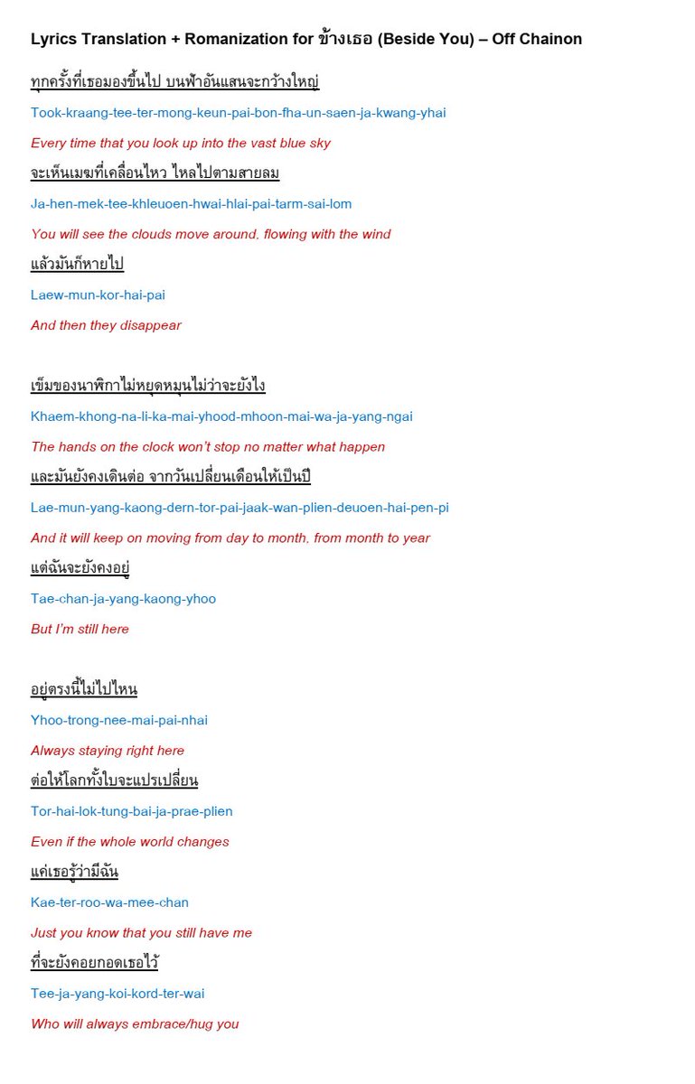 Netdrifter Lyrics Translation And Romanization Of ข างเธอ Beside You By Off Chainon If There Are Mistakes Errors Please Do Inform Me So I Can Update The File In Gdrive You Can Netdrifter Lyrics Translation And Romanization Of ข างเธอ Beside You By Off Chainon If There Are Mistakes Errors Please Do Inform Me So I Can Update The File In Gdrive You Can