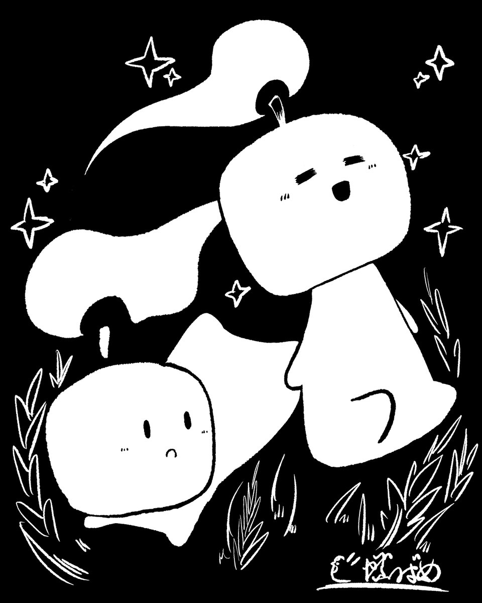 やぶつばめ モノクロイラスト 双子キャンドル イラスト 創作 モノクロ 白黒 キャンドル