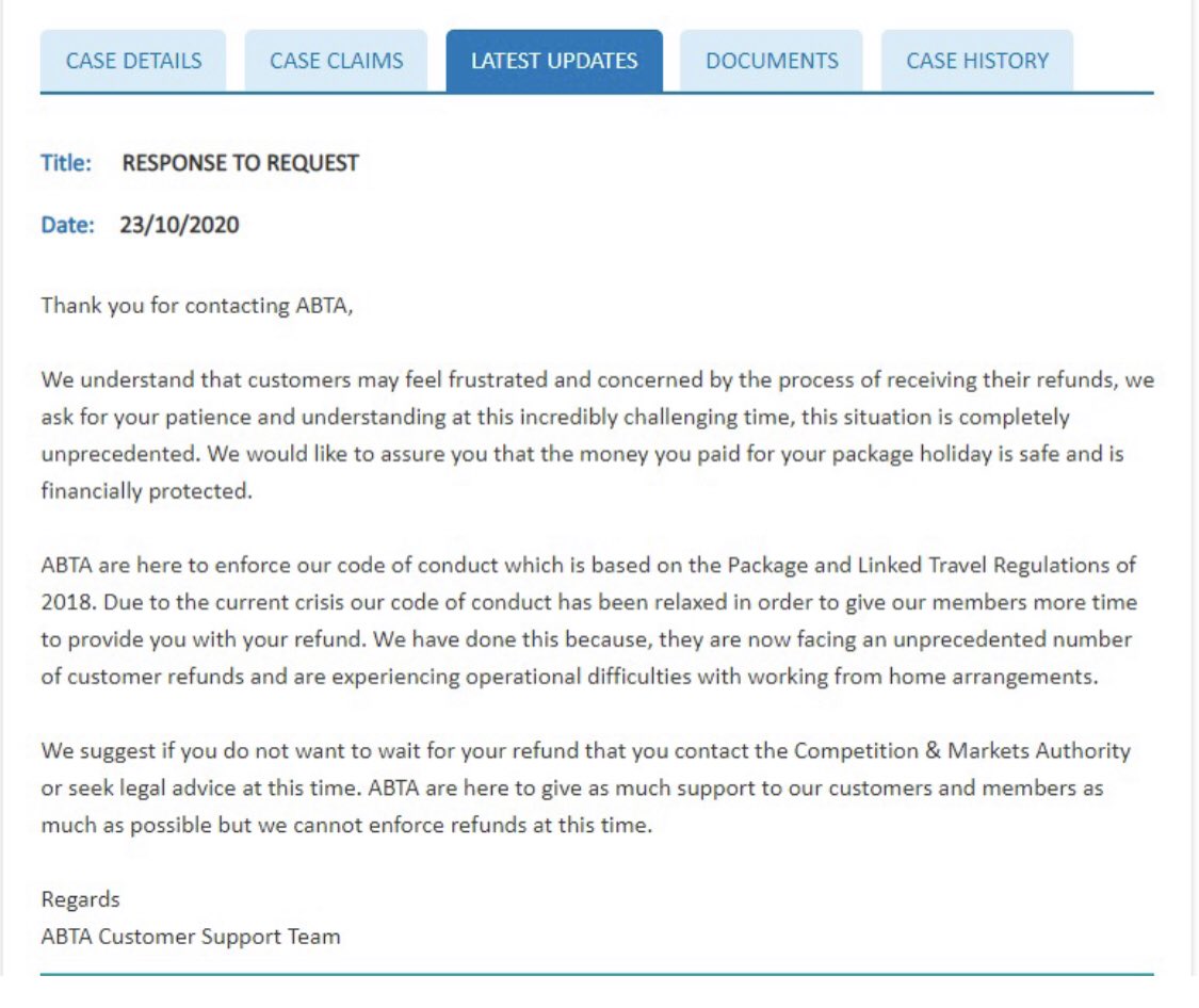 N9GJR's tweet photo. @MartinSLewis a football tour for a junior club organised by @CompleteSportsS scheduled for April and obviously didn’t go ahead.  They won’t provide refunds over £100k owed and @ABTAtravel won’t enforce anything now or pay out. What is point in ABTA? How do consumers get refunds? https://t.co/4wirqXmk8E