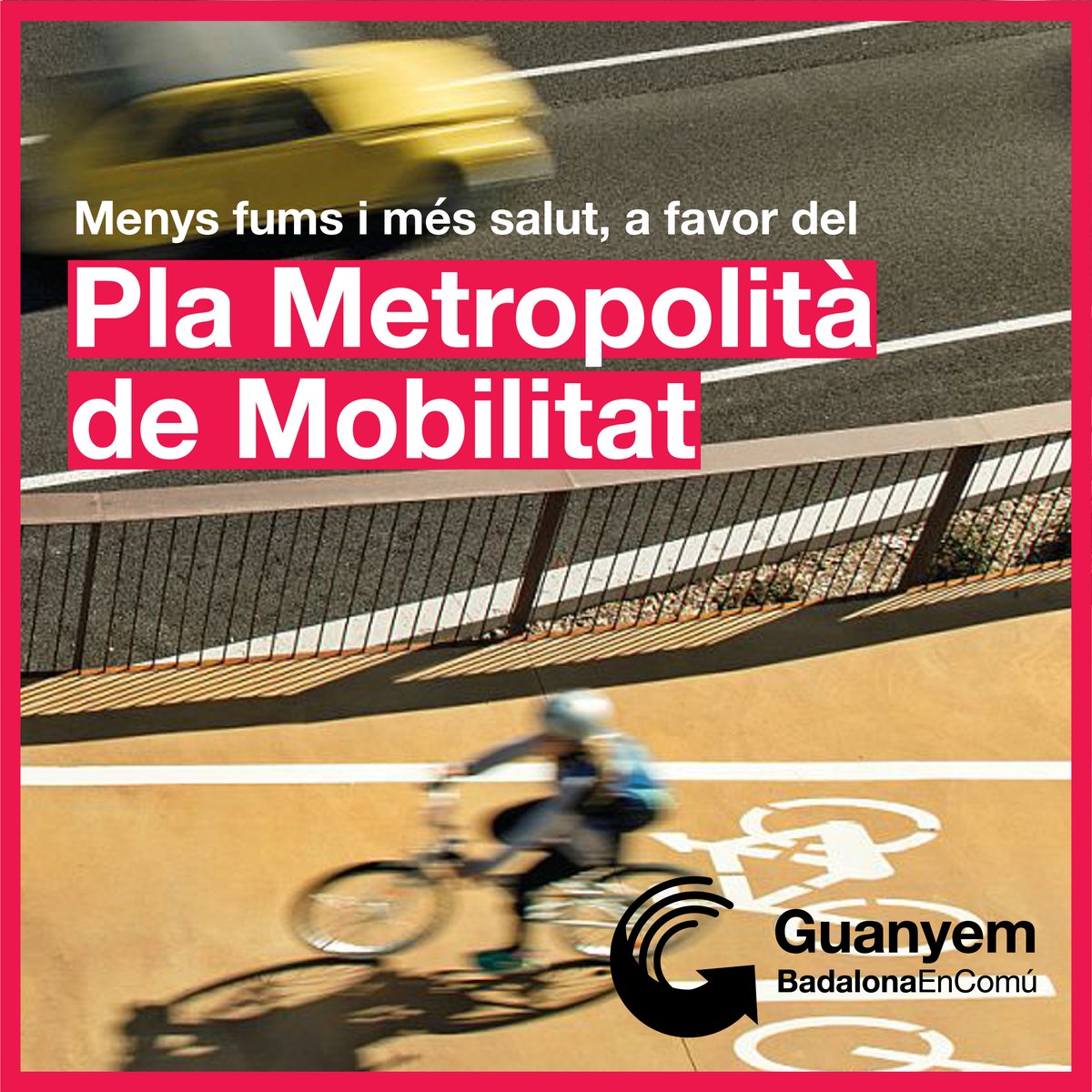 GuanyemBDN's tweet photo. #ConsellAMB [5/5]
✅A favor del Pla Metropolità de #Mobilitat Urbana 2019-2024 on destaquem:
♿️ Mirada transversal de l'accessibilitat universal
🚞Prioritari un transport públic d'alta capacitat per l'Hospital de Can Ruti
🚲 Menys fums i més salut https://t.co/3ZDWRMN891