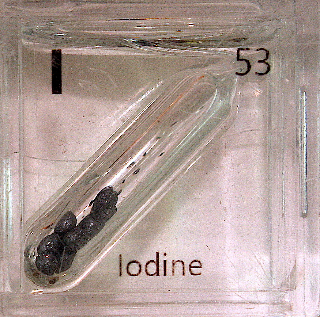 Iodine  #elementphotos. White crystalline powder is potassium iodide (KI). From black to white, all because of an electron!