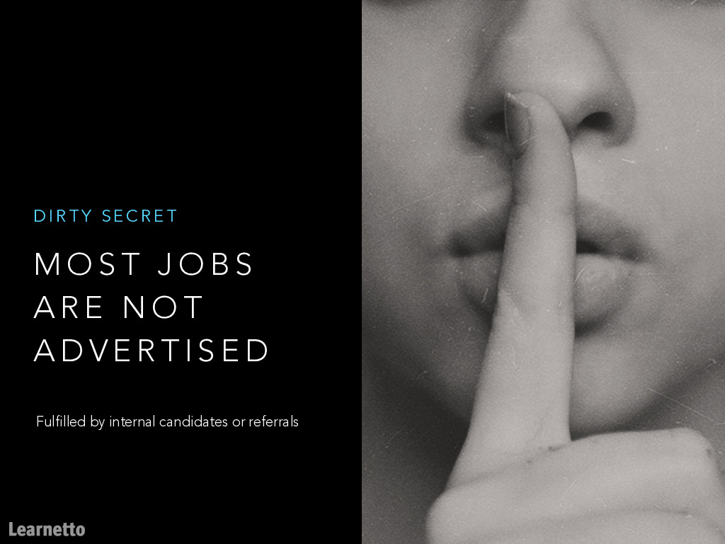 You can find enough job ads if you keep lookingbut wanna know the dirty secret of jobs?Most jobs are not advertised!
