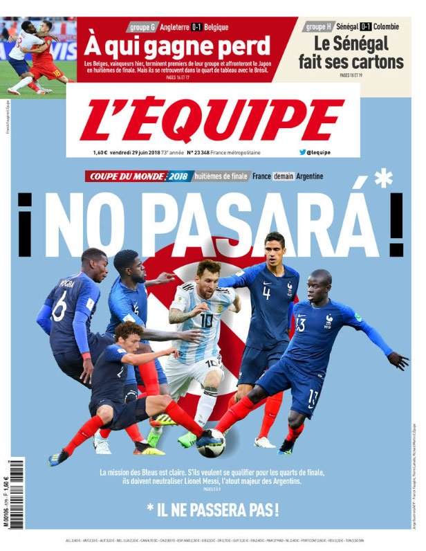 Le 30 juin, les Bleus, peu convaincants en poule, affrontent l'Argentine de Lionel Messi, dans un match qui s'annonce compliqué.Deschamps décide alors de faire confiance à Giroud pour peser sur la défense argentine, alors que Mbappé aura pour objectif de la prendre de vitesse.