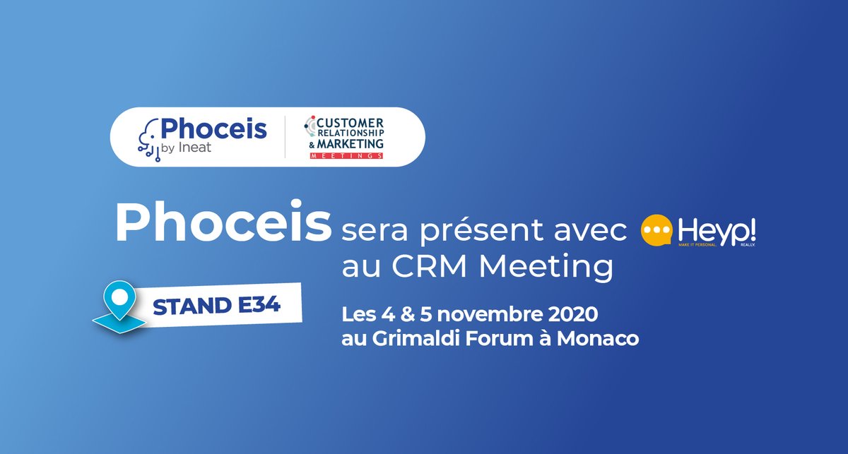 [WE'RE BACK ⚡]

Retrouvez-nous en face à face direct au CRM Meeting les 4 et 5 novembre Grimaldi Forum à Monaco ! 📍
En savoir plus : bit.ly/34AKeV2
#crmmeetings #grimaldiforum #digitalmarketing