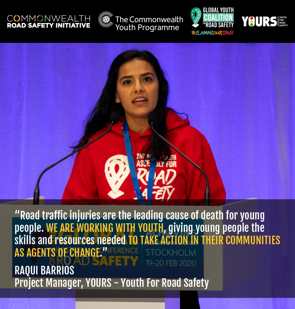 "Road traffic injuries are the leading cause of death for young people. We’re giving young people the skills &amp; resources needed to take action in their communities as agents of change." <a href="/RaquiBarrios/">Raquel Barrios</a> from <a href="/YOURS_YforRS/">YOURS - Youth for Road Safety</a>. Full session: facebook.com/10061806130823… #50by30