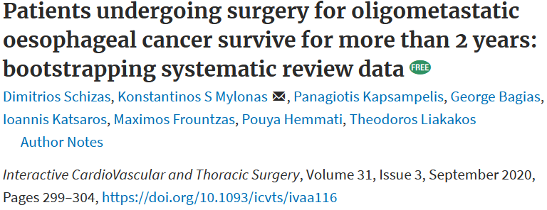 #ICVTS #Review Bootstrap analysis is a useful – but perhaps under-appreciated – tool in surgical research. This study employs it to good effect in looking at oesophageal cancer surgery. #oesophagus #outcomes #survival #prognosis bit.ly/3jkvo98