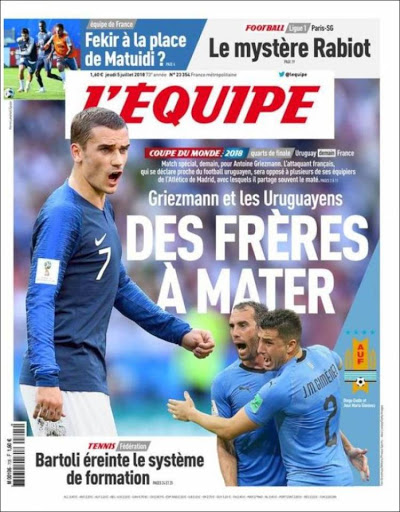 Le 6 juillet, à Nijni Novgorod, les Bleus devront faire face à la Celeste et à la rudesse de sa défense, menée par Godin.Pour Griezmann, qui affrontent des coéquipiers de l'Atlético, c'est le match à ne surtout pas perdre, d'autant plus à un match du dernier carré.