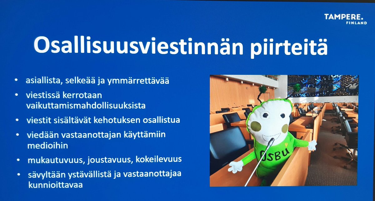 Tiesitkö tämän osallisuusviestinnästä? Viestinnän on oltava ystävällistä, ollakseen vaikuttavaa. Kun viestintä onnistuu, ihminen voimaantuu ja haluaa osallistua jatkossakin. Kiitos <a href="/JohannaKurela/">Johanna Kurela</a>! #osallisuusverkosto #calltoaction #tampereenkaupunki #osallisuus