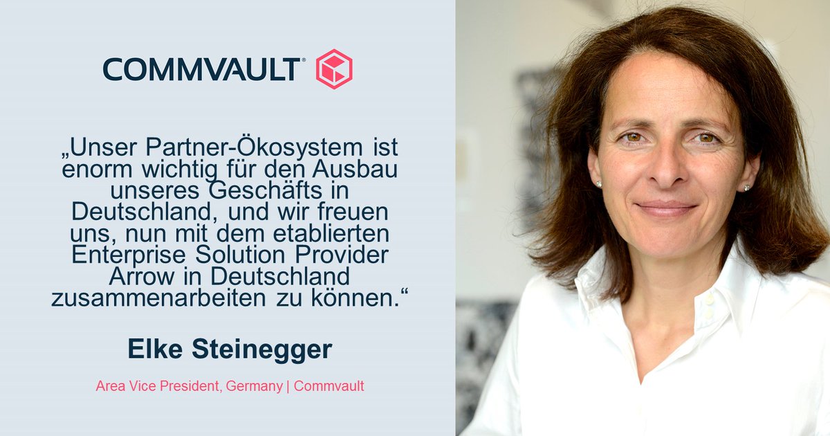 Commvault_YS's tweet photo. Letzte Woche konnten wir großartige Neuigkeiten verkünden: Arrow und Commvault haben die Partnerschaft jetzt auch auf Deutschland ausgeweitet. @CP_Redaktion hat berichtet: https://t.co/ychV4rX17d #CommvaultDACH https://t.co/GHBQE1NACT