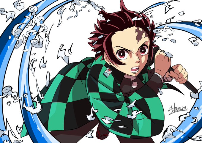 ハララさんがTwitterに投稿した竈門炭治郎(鬼滅の刃)のイラスト。