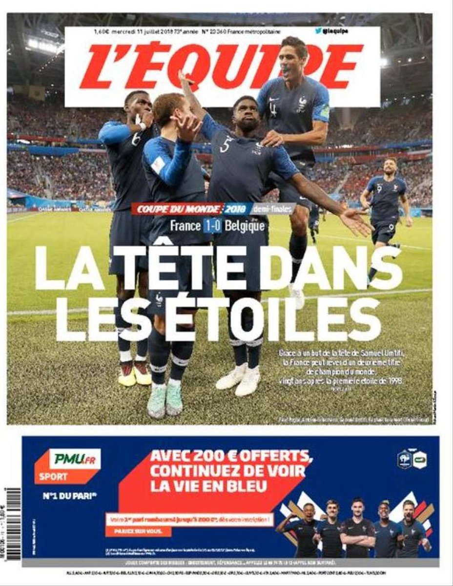 En étant très solides défensivement, les Bleus ont totalement fait déjouer Eden Hazard et ses coéquipiers.Samuel Umtiti, sur un coup-franc à la 51ème minute, qualifiera la France pour la finale de la Coupe du monde, douze ans après sa dernière finale, perdue face à l'Italie.