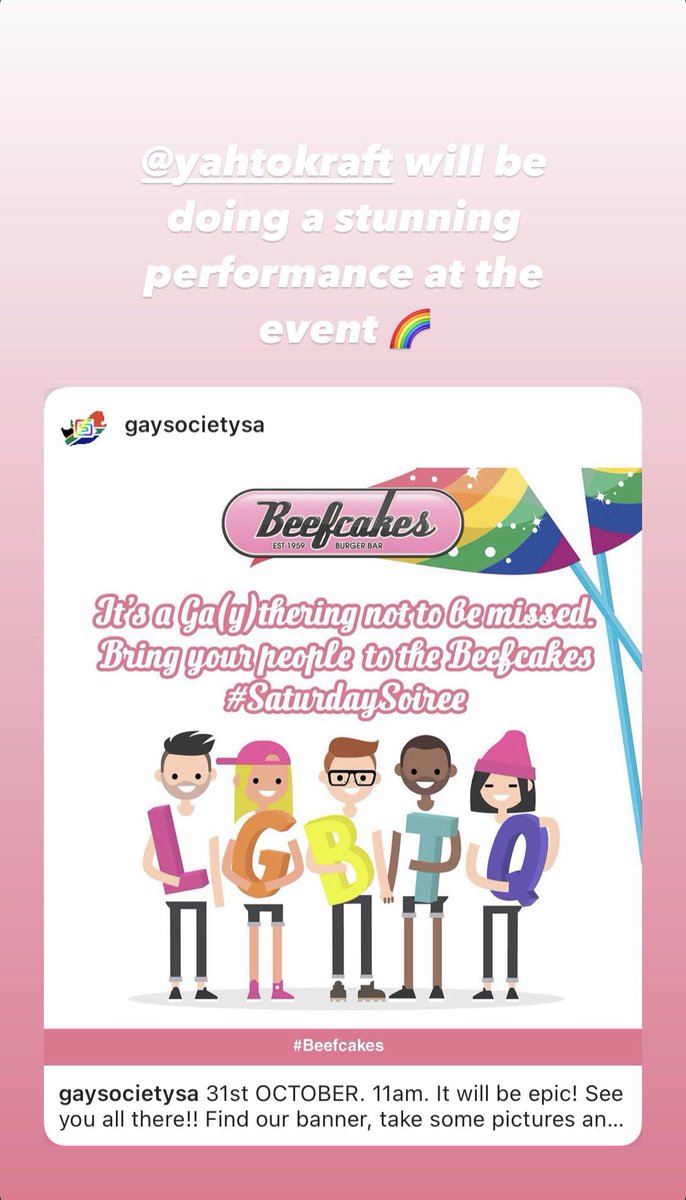 Join us at Beefcakes for some Pride fun 🌈🌈 (full post on our IG) #pride #jhbpride #PrideMonth #Pride2020