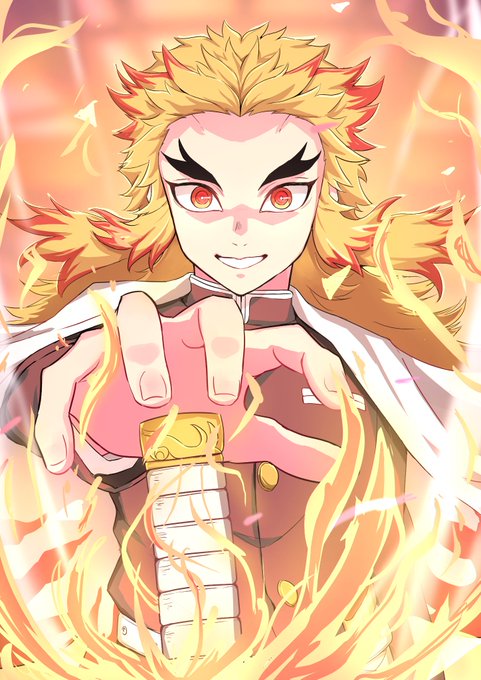 粛正罰丸💮マス男さんがTwitterに投稿した煉獄杏寿郎(鬼滅の刃)のイラスト。