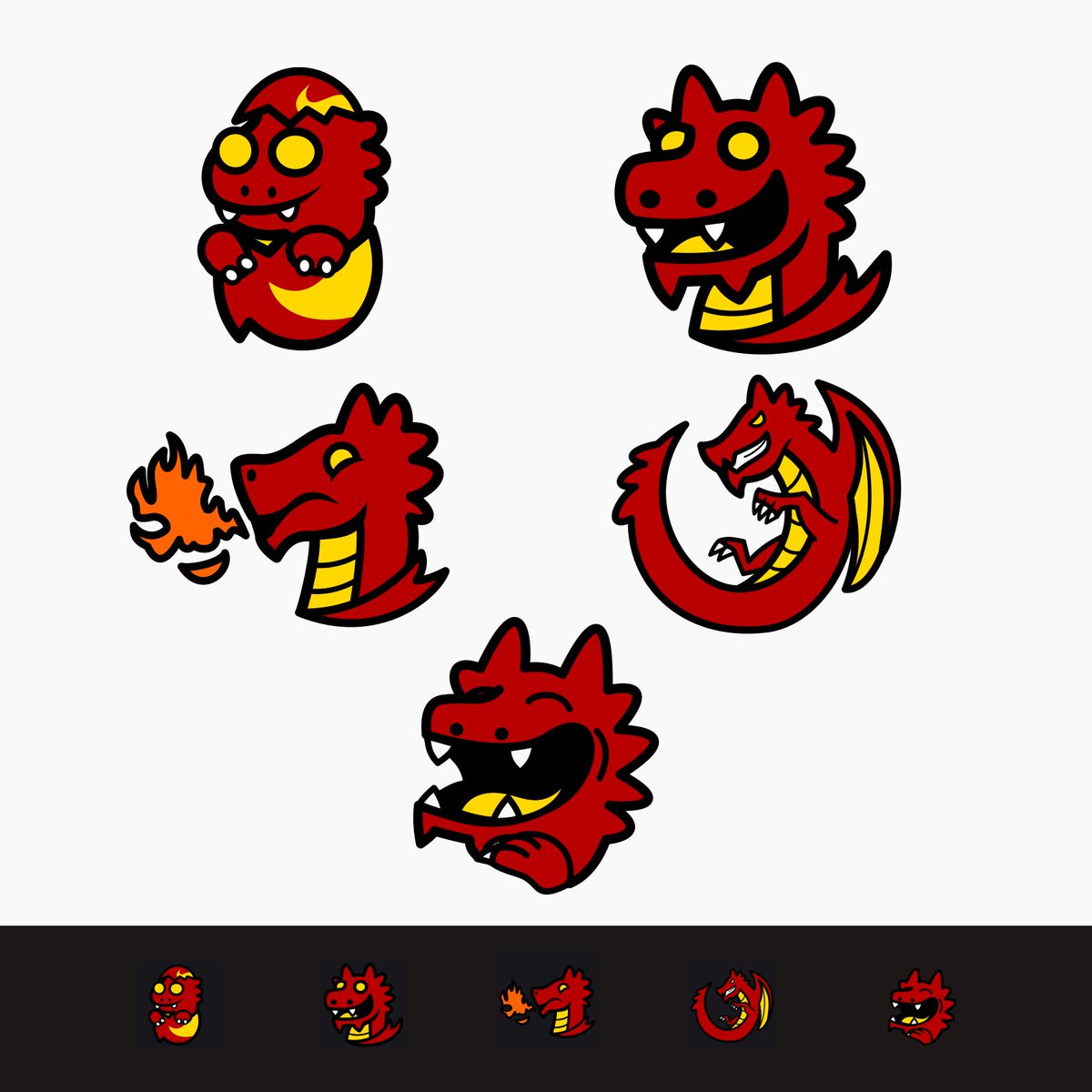 johnikatt's tweet photo. Designed this set of badges and emotes for @killakajilla , featuring a fun and cartoony dragon. #twitchemotes #cartoonart https://t.co/FqeTR8M9zO