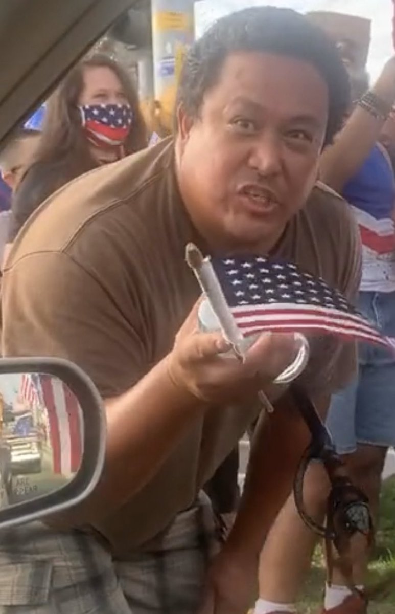 davenewworld_2's tweet photo. This crazy Trump supporter was last seen at a MAGA rally in Beverly Hills, CA taking photos of people's license plates and trying to intimidate them. https://t.co/Bxnn9n9S96